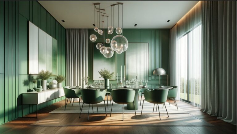 cool green round table dining - interior